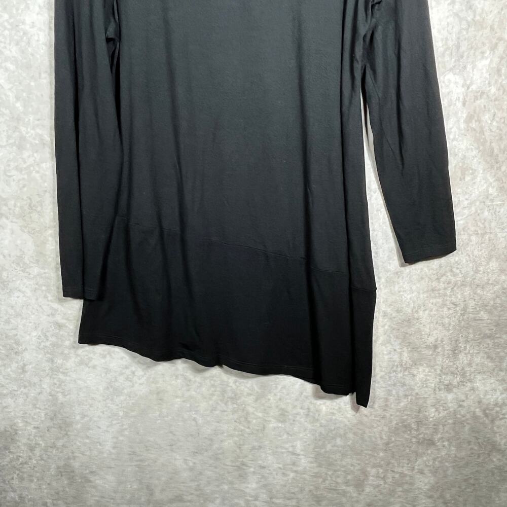 Eileen‎ Fisher Tunic Top Womens Size Large Black Long Sleeves Asymmetric Hem - Picture 3 of 9
